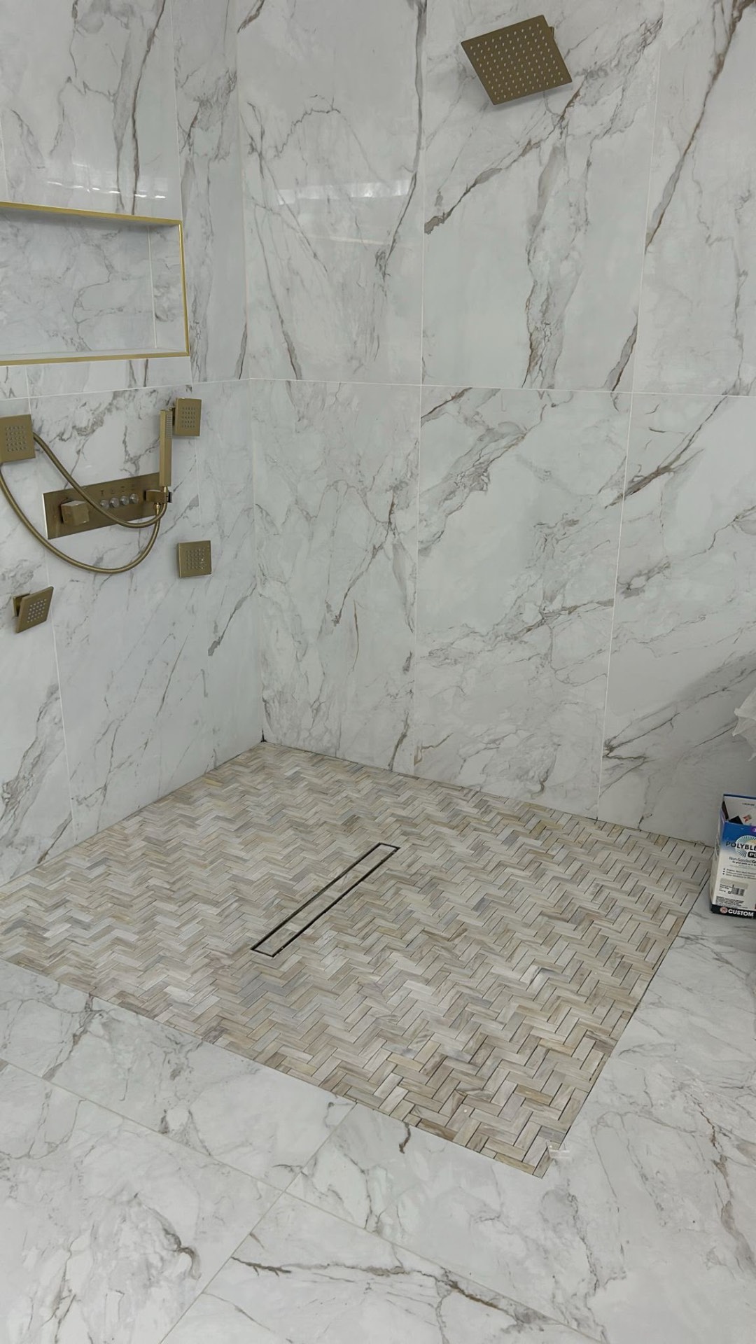 Finished marble shower