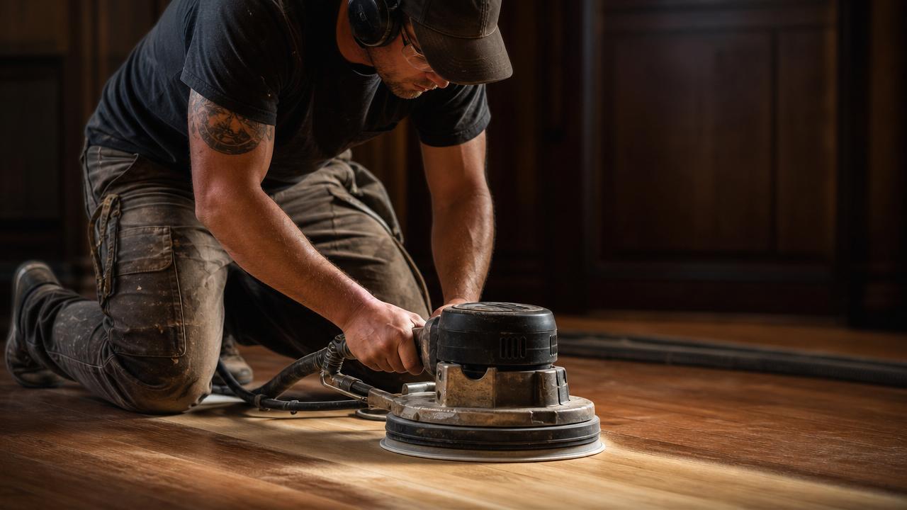 Floor refinishing close-up